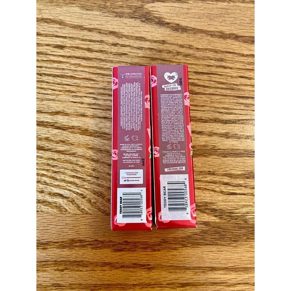 (2) Lime Crime Velvetines Liquid Matte Lipstick Teddy Bear Vegan (NEW) Brown SET